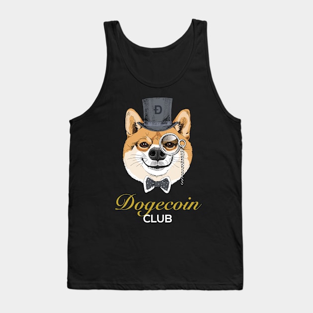 Funny Dogecoin Club Doge HODL Dogecoin Tank Top by Happy Lime